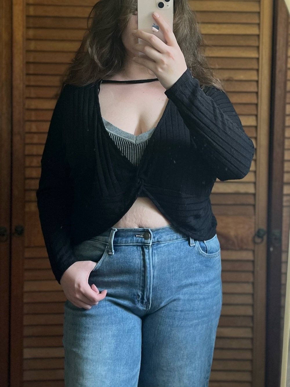 Forever 21 Black Ribbed Twist Crop Top